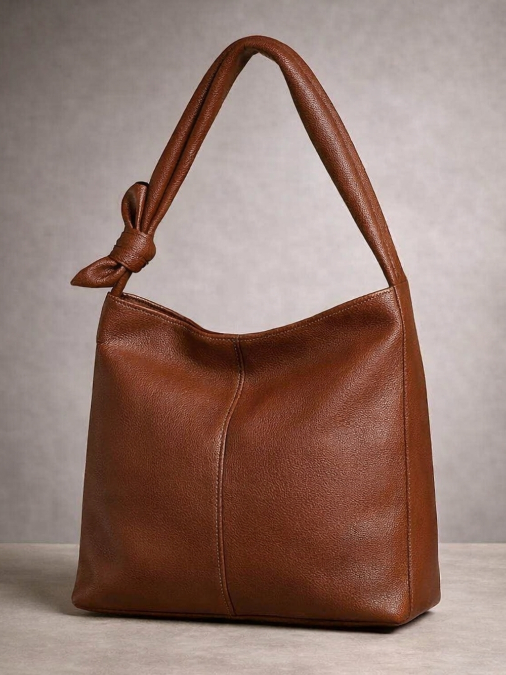 Time and Tru Brown Knot-Handle Shoulder Bag